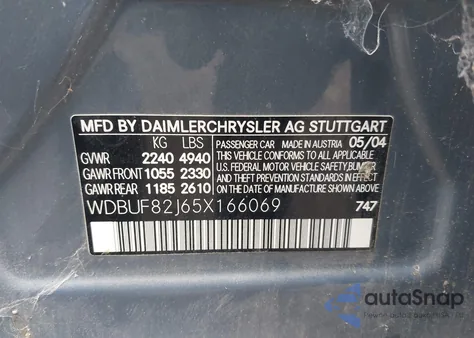 2005 Mercedes-Benz E 320 4Matic from USA, damaged, VIN WDBUF82J65X166069